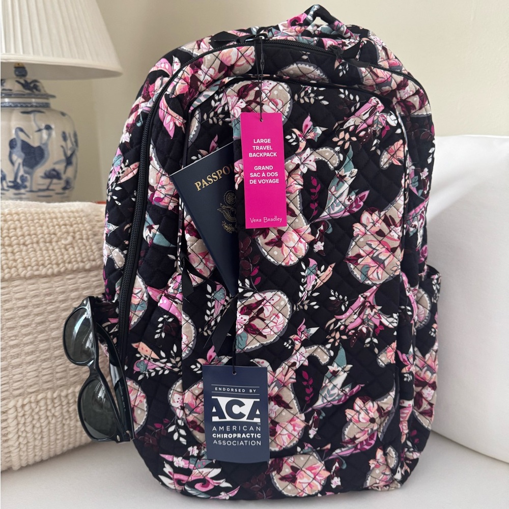 VERA BRADLEY Large Travel Backpack - Tranquil Medallion Print - NWT